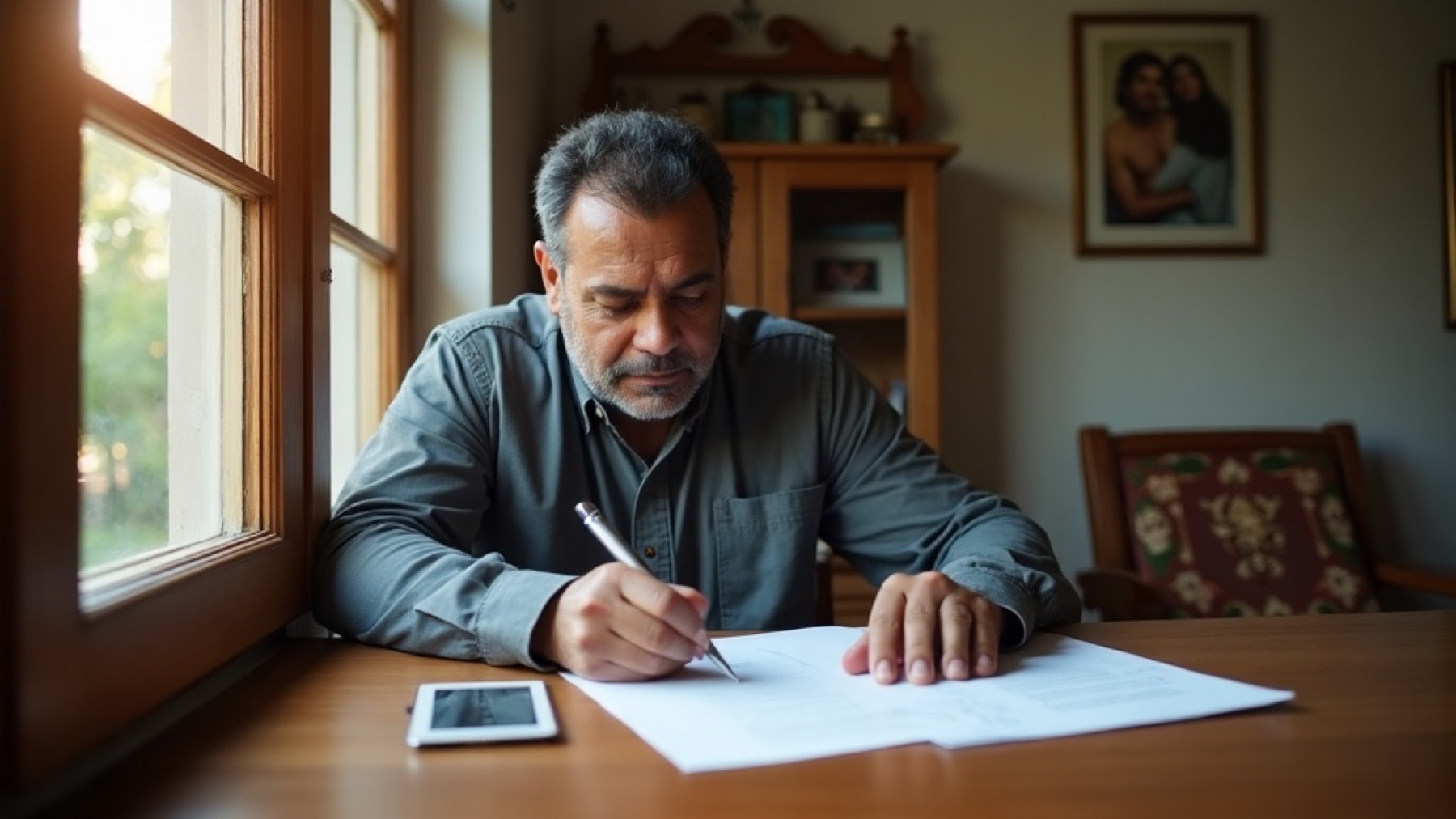 Padre de familia planeando la herencia de sus hijos